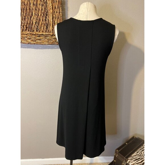 Eileen Fisher Dress Black XS Extra Small Stretch Pleat Back Sleeveless NEW - Picture 2 of 4